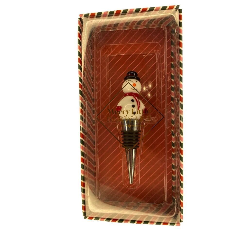 Christmas Snowman Bottle Stopper Merry Little Barware Holiday Wine Gift Winter
